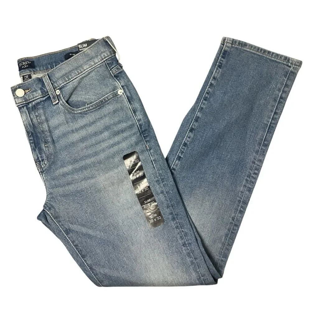 J Crew‎ Flex Jeans Mens 30x30 Light Wash Slim Signature Flex Stretch Denim AZ859